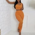 thumbnail image 7 of Two Piece Outfits for Women Workout Sets Ribbed Tank Tops Cargo Legging Running Gym Yoga Clothes Orange, M, 7 of 7