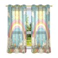 thumbnail image 6 of Yayeee Window Curtains Light Filtering 63"x52" Grommet Panel Pair Home Living Room Decor, Retro Beige Rainbow, 6 of 7