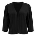 thumbnail image 3 of YDFCWXW Women's Thin Shrugs 3/4 Sleeve Lightweight Cropped Tops Open Front Cardigan for Dress Black, XL, 3 of 4