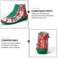 thumbnail image 3 of Zapatos navideños de Papá Noel con punta redonda, cordones y cremallera lateral, botines cortos con estampado navideño, accesorio de disfraz de Papá Noel para mujeres y hombres, verde, 7-AM, 3 of 5