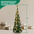 thumbnail image 3 of Fully Decorated Green Pop-Up Christmas Tree with LED Lights & Remote Control, 7ft Pre-Lit Green Xmas Tree w/ Golden & Silver Decorations, Quick Assembly for Home or Office Decor, 3 of 9