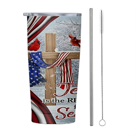 

Jesus Christ Cross Jesus is The Reason for Season Christmas 20oz Tumbler Insulated Stainless Steel Water Bottle Portable Travel Coffee Tea Mug Cup