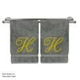 thumbnail image 3 of Monogrammed Hand Towel, Personalized Gift, 16 x 30 Inches - Set of 2 - Gold Embroidered Towel - Extra Absorbent 100% Turkish Cotton - Soft Terry Finish - for Bathroom, Kitchen and Spa - Script H Gray, 3 of 3