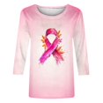 thumbnail image 4 of BODOAO Breast Cancer Awareness Graphic Tee for Women, Floral Ribbon Sparkle Print, 3/4 Sleeve Crew Neck Shirt for October Support Events, Fundraisers and Everyday Wear Hot Pink S, 4 of 4