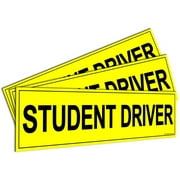 Flexible Magnets - Set of 3 Reflective Magnetic 'Student Driver' Bumper Stickers, 12 x 3 inches