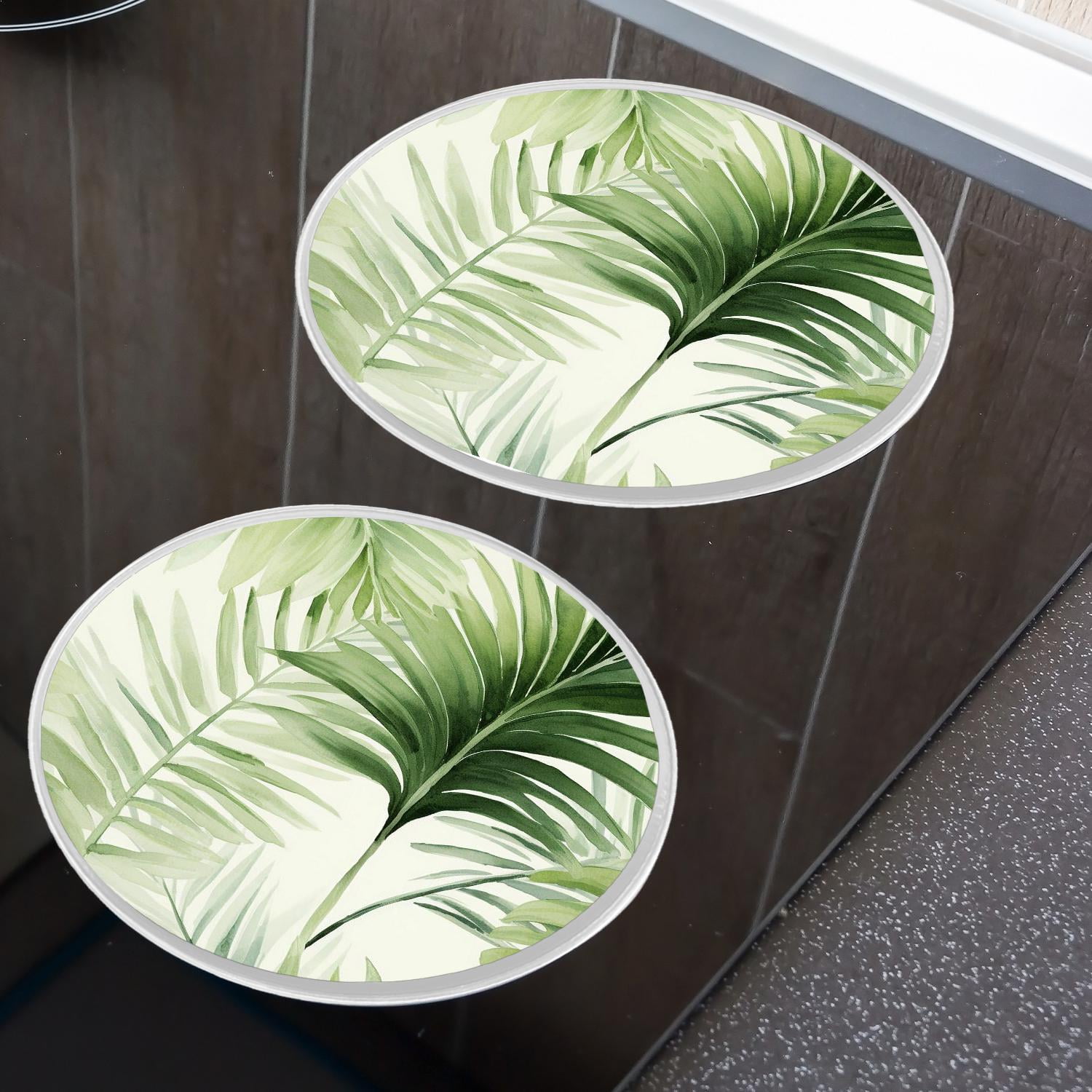 Round Stove Burner Covers 4 Pcs for Home Decor Cooktop Decorative ,Tropical Plant Green Palm Leaf lovely, Metal Round Stove Burner Covers 8Inch And 10Inch