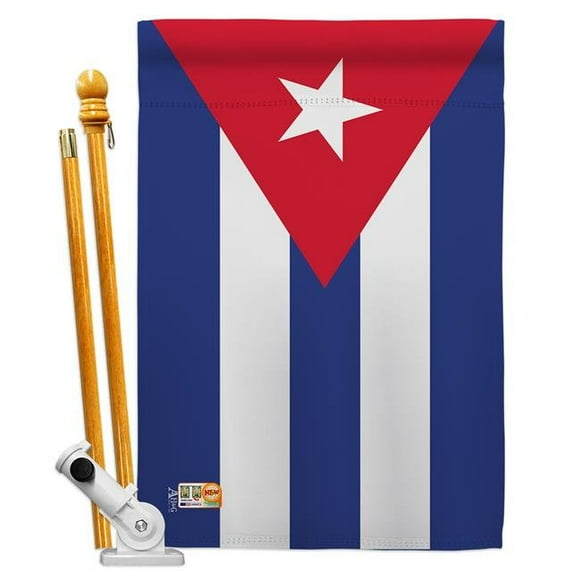 Americana Home & Garden AA-CY-HS-140062-IP-BO-D-US18-AG 28 x 40 in. Cuba Flags of the World Nationality Impressions Decorative Vertical Double Sided House Flag Set & Pole Bracket Hardware Flag Set