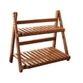 thumbnail image 4 of Estante de bambú para plantas, organizador de escritorio, estante de almacenamiento, escalera, estable, 2 niveles Marrón oscuro 30cm, 4 of 9