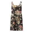 thumbnail image 4 of CQCYD Jumpsuits for Women, Women's Printed Button Pocket One-Piece Shorts Wide Leg Pants Suspenders One-Piece Shorts Leisure Jumpsuits Sales Today Clearance Brown M #1, 4 of 4