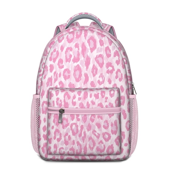 Leopard Print Backpack for School,Cute School Bag,Schoolbag with Adjustable Shoulder Straps & Padded Back,15.3"x11"x6.7"