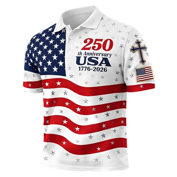 RMGVDSD Mens Golf Polo Shirts Independence Day Golf Shirts Striped Star Print Short Sleeve Button Collared Polo Shirt 4th Of July Patriotic Shirts Fashion Shirts