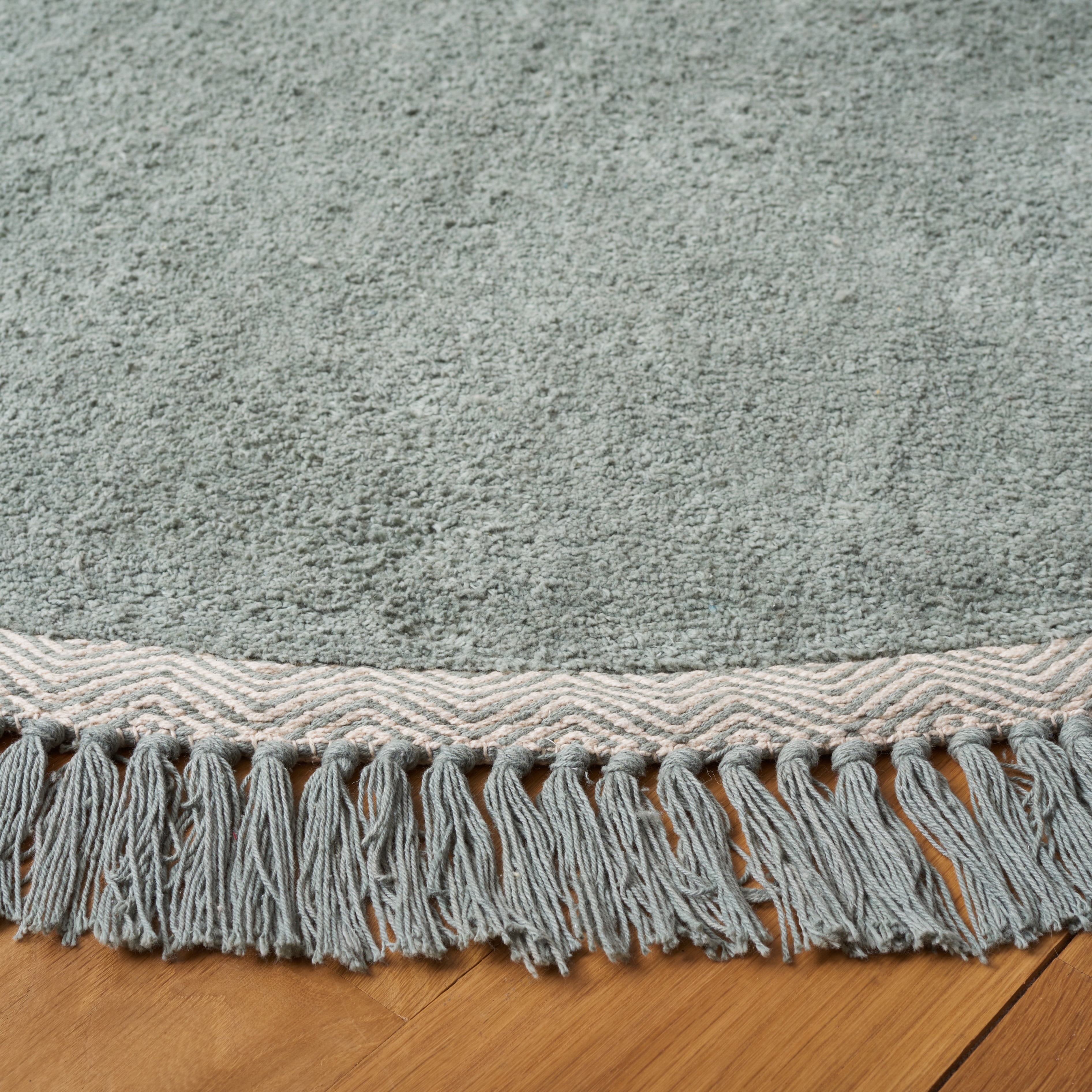 Safavieh Easy Care Dallas Solid Cotton Machine Washable Area Rug, Teal/Ivory, 3' x 3' Round