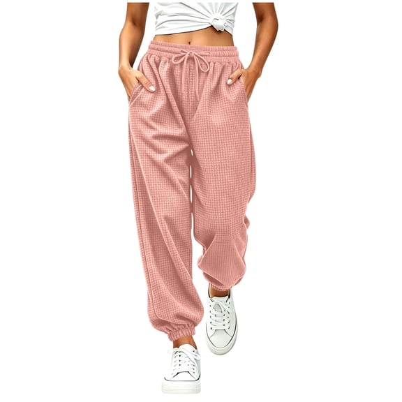 FSYBOA Girls Sweatpants Size 10-12T, Drawstring Relaxed Fit Elastic Bottom Casual Kids Fall Joggers Pants with Pockets Pink