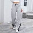 thumbnail image 5 of CIENVNSTG Ladies High Waist Drawstring Wide Leg Track Pants Side Striped Pattern Loose Straight Fit Sweatpants with Functional Pockets Comfortable Athletic Bottoms for Jogging Running Sports Gray 2XL, 5 of 7