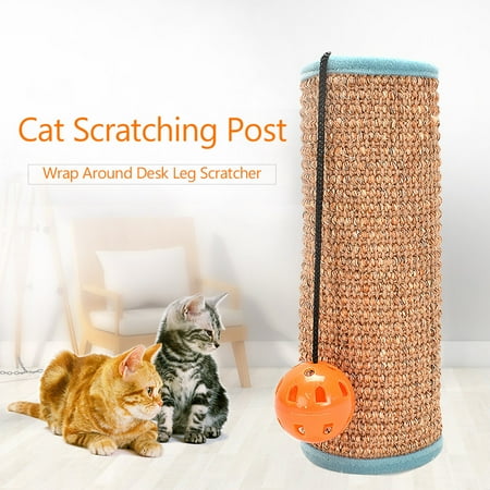 Cat Scratcher Post Scratching Mat With Bell Ball Wrap Around Pole