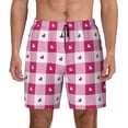 thumbnail image 2 of Goofa Plaid Heart Printed Men's Swim Trunks Board Shorts Quick Dry Mens Swimming Trunks with Compression Liner,Breathable Fit Hawaii Beach Shorts-XX-Large, 2 of 9