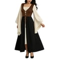 thumbnail image 6 of Women's Renaissance Dress Bell Sleeve Medieval Costume Lace Up Peasant Bodice Layered Maxi Skirt for Fair Tavern Halloween Cosplay Irish Overdress Vintage Gown, 6 of 7