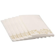 SimuLinen Hand Towels – Decorative GOLD Floral – Durable, Cloth Like & Disposable – Guest Towels & Bathroom Towels (17”x12” – Box of 100)…