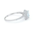 thumbnail image 3 of Halo Princess Cut Ring Round Lab Created White Opal 925 Sterling Silver Size 6, 3 of 4