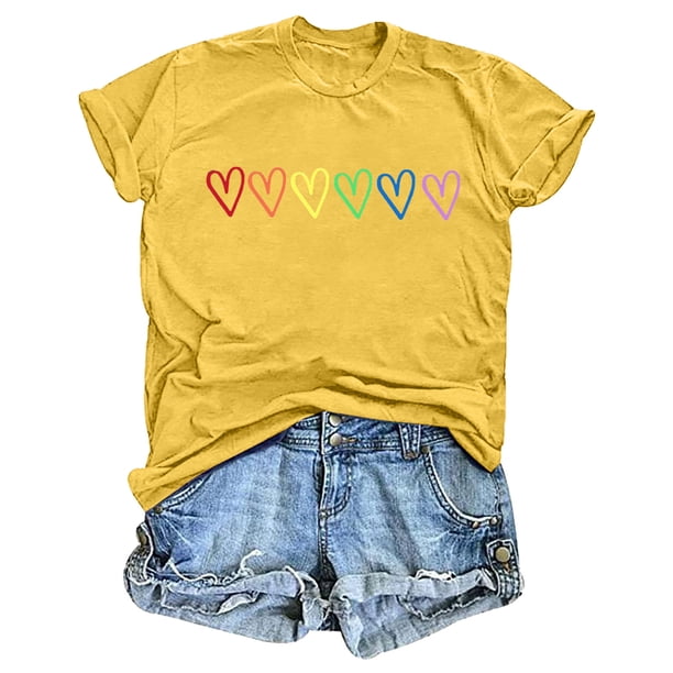 Fiudx Liquidación de Ofertas Flash Blusa de Manga Corta con Estampado de Moda para Mujer, Divertida Camiseta con Cuello Redondo