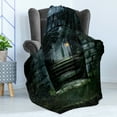thumbnail image 4 of Gothic Soft Flannel Fleece Blanket, Image of the Gate of a Dark Old Haunted House Cemetery Dead Myst Fiction Art Print, Cozy Plush for Indoor and Outdoor Use, 60" x 80", Grey Green, by Ambesonne, 4 of 5
