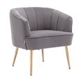 thumbnail image 5 of ARCTICSCORPION Velvet Accent Chair Club Armchair, Leisure Barrel Chair with Curved Back and Golden Metal Legs, Modern Vanity Chair Reading Chair for Living Room, Bedroom ,Office, Gray, 5 of 7