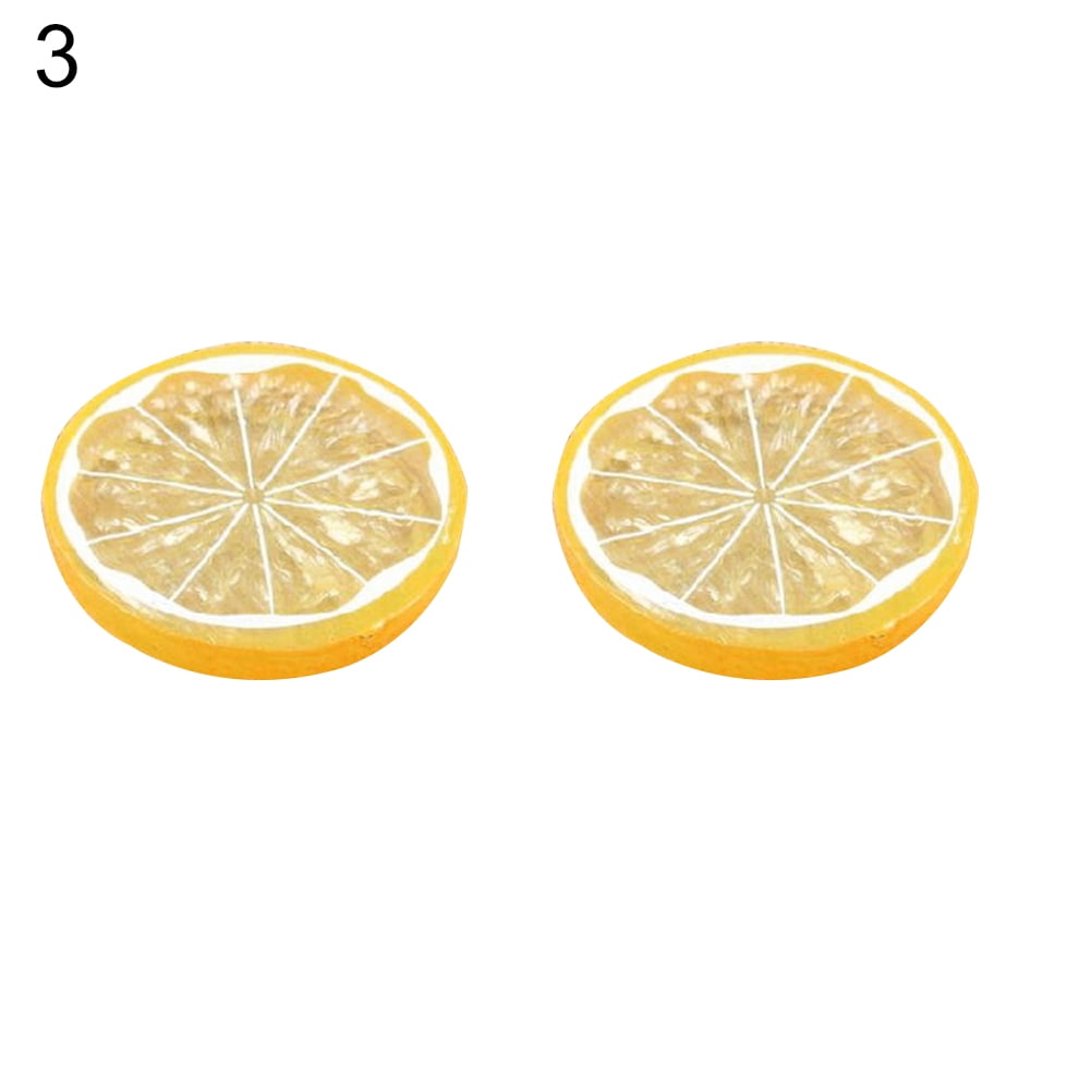 18PCS Artificial Plastic Lemon Slices Lifelike Fake Fruit Wobble Decorative Prop 