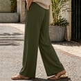 thumbnail image 4 of FAIWAD Linen Pants Women Wide Leg Palazzo Pants Drawstring Elastic Waist Casual Beach Vacation Travel Trousers with Pockets, 4 of 8