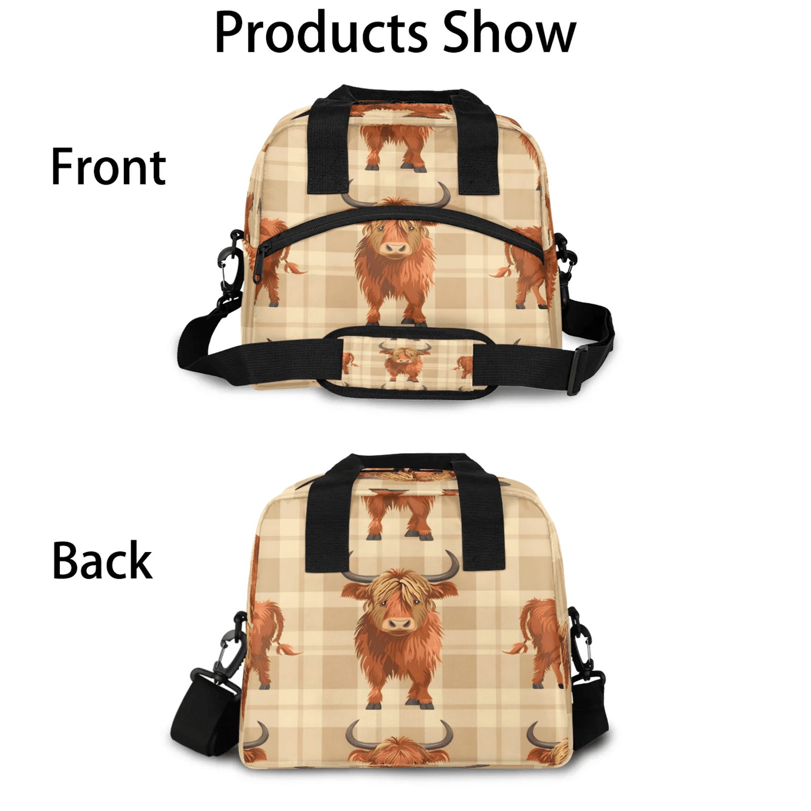 Herdesigns Western Bull Insulated Lunch Bag for Women Men Adult, Reusable Insulated Cooler Lunch Box Lunch Tote Bag for Work Picnic Beach