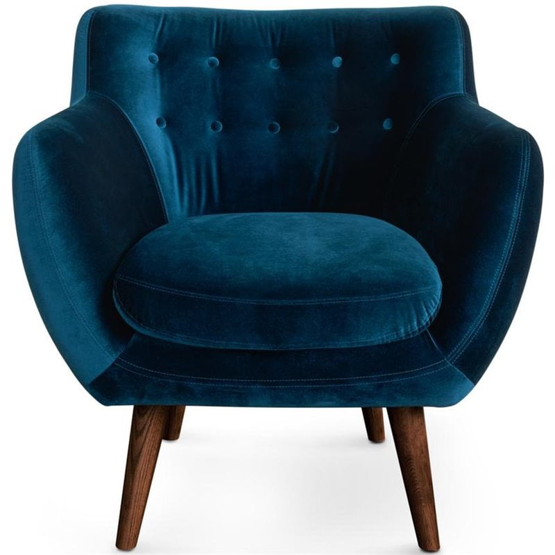 RST Brands Rhodes MidCentury Modern Tufted Accent Chair in Blue Velour