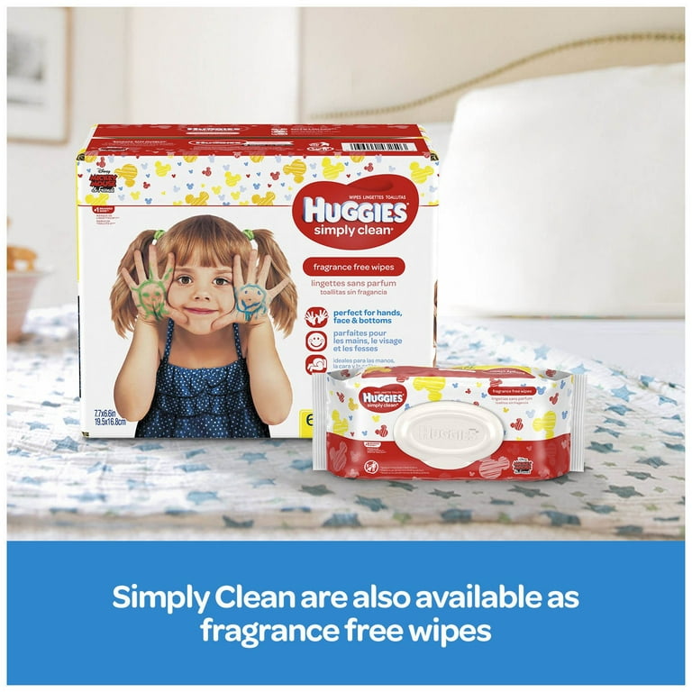 Huggies Simply Clean Unscented Baby Wipes, 11 Flip Lid Packs (704 Wipes total)
