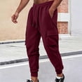 thumbnail image 2 of XuJwPNcy Men's Sweatpants with Pockets Elastic Waist Cotton Joggers Active Athletic Workout Cargo Pants Running Outfit(Wine,XX-Large), 2 of 7