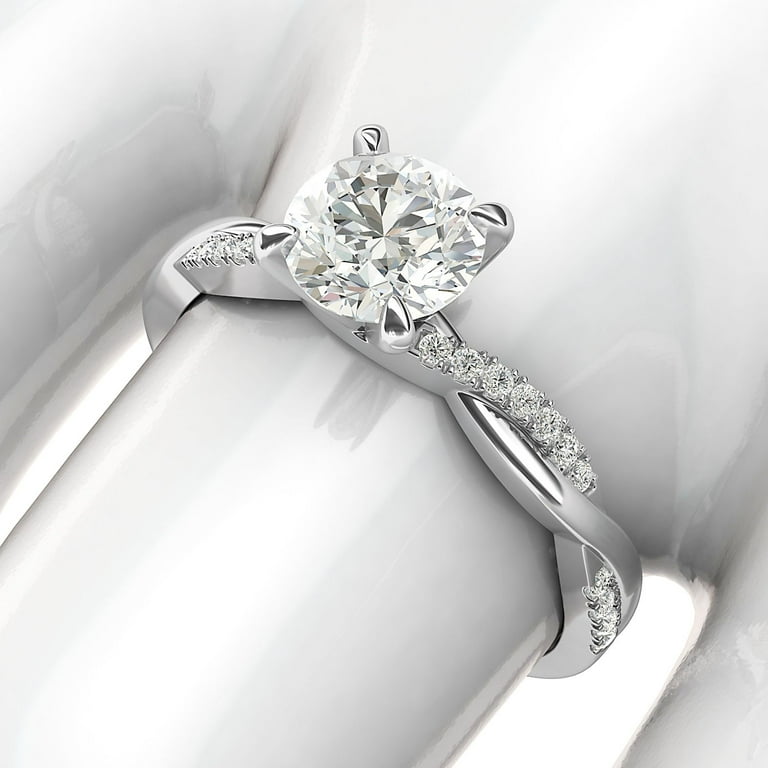 Petite Twist Diamond Engagement Ring in 14k White Gold (1/10 ct. tw.)