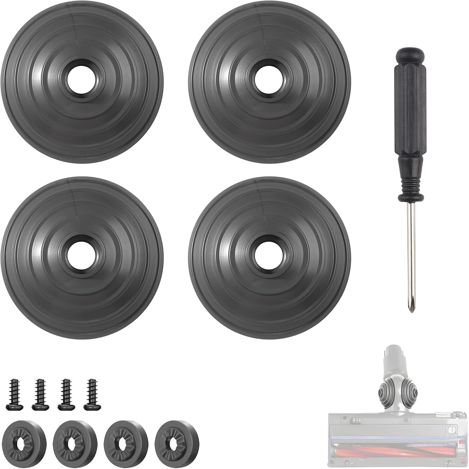 2 Set V Ball Wheel Accessories for Dy*son V6 V7 V8 V10 V12 DC58 DC59 DC62 DC74 Cordless Vacuum Cleaner 35W 50W Replacement Ball Wheel Replacement Parts 968266-02 949852-05 with Screwdriver
