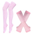 thumbnail image 1 of SAYOO Traje de guantes de medias para mujeres, calcetines rayados a través de la rodilla + guantes sin dedos SAYOO  moda, 1 of 6
