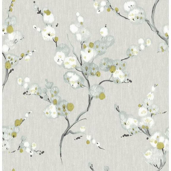 NuWallpaper Grey Mirei Vinyl Peel And Stick Wallpaper, 216-in by 20.5-in, 30.75 Sq. ft. 1 count