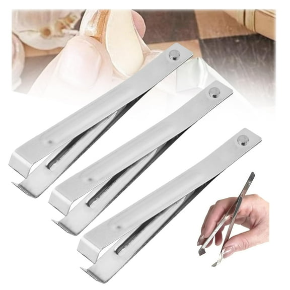 3 Pcs Stainless Steel Garlic Tongs Peeling Clips Fish Bone Tweezers, Garlic Peeler Skin Remover Tool Fishbone Pliers Picker for Cooking Practical Gadgets Vegetables Tools