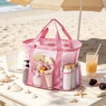 thumbnail image 4 of Leodye 1PCS Multi Pocket Large Capacity Mesh Beach Tote Bag , Portable Swim Shower Caddy with Optional Inner Liner for Travel Beach -16.14*9.06*15.75IN, 4 of 5