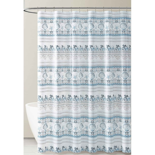 Blue White And Gray Stripe Nautical Coastal Design Peva Shower Curtain Liner Odorless Pvc Chlorine Free Biodegradable Mildew Eco Friendly Size 72in X 72inblue Com Peva Shower Curtain Liner Odorless Pvc, Are Shower Curtains All The Same Size Along Coastline