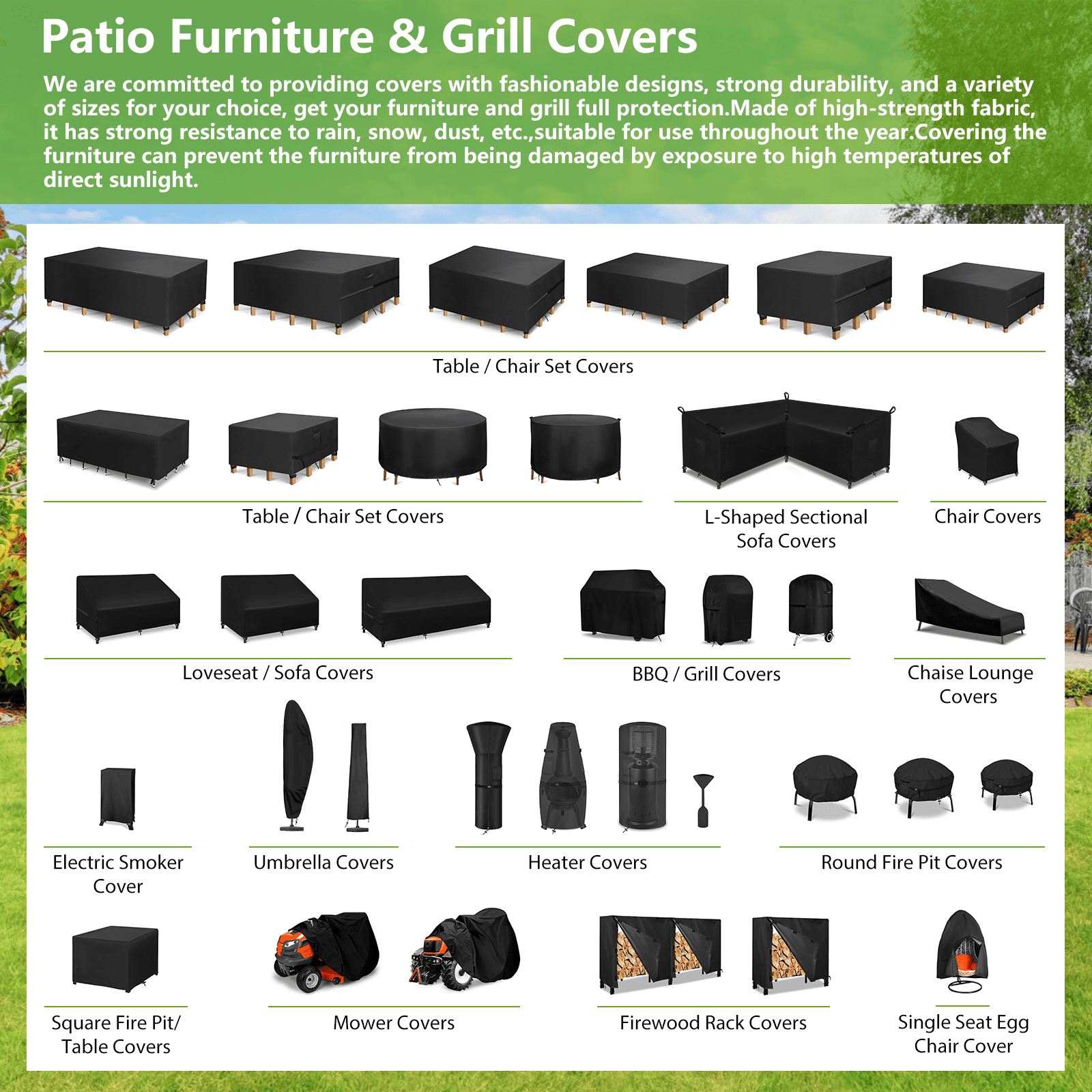 Outdoor Chair Cover, NASUM Outdoor Furniture Covers Waterproof, Patio Outdoor Couch Cover, 420D Oxford Cloth Durable Lounge Furniture Chair Cover 76''L x 32.5''W x 33''H, Black