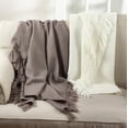 thumbnail image 2 of K-Cliffs - Classic Waffle Weave Tassel Trim Throw - Ivory - 50"x60", 2 of 2