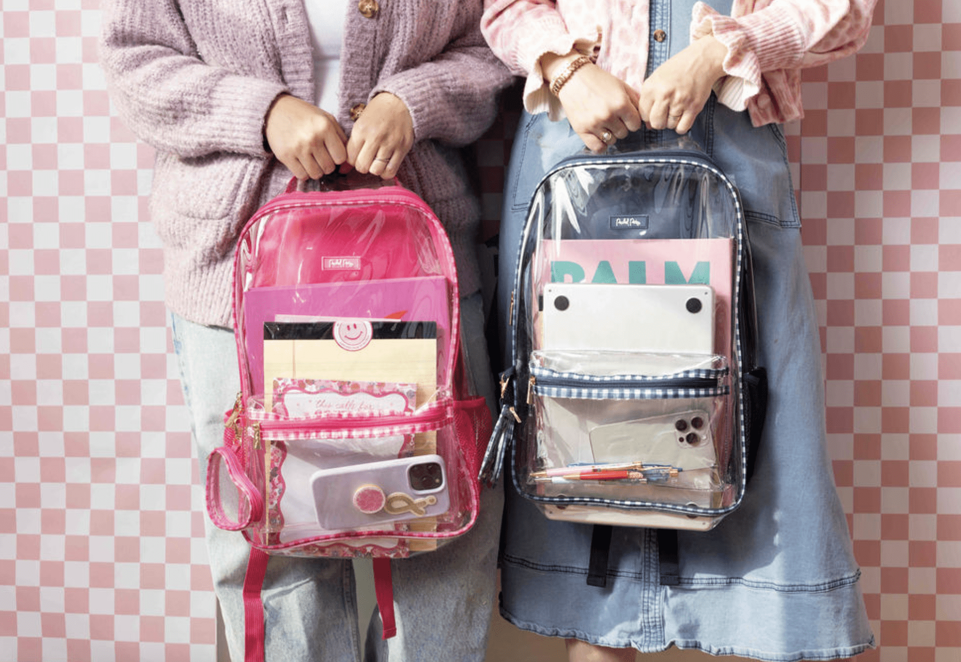 Packed Party Girls' Clear Check Me Out Backpack, Navy Gingham