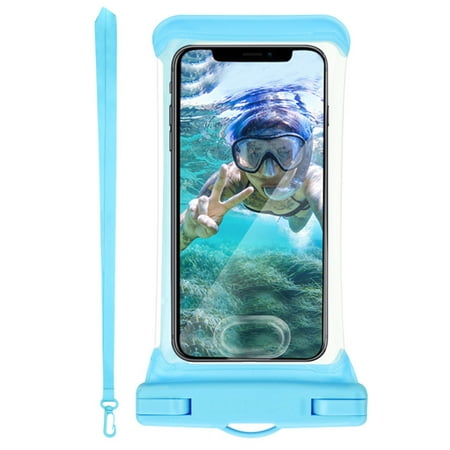 TJS Universal Sport Swimming Waterproof IPX8 Case Cellphone Dry Bag Pouch for iPhone SE 2022 Xs Max XR XS X 8 7 6S Plus, Galaxy S10 Plus S10 S10e S9 S8 +/Note 9, Pixel 3 XL,LG, Moto up to 6.5" (Blue)
