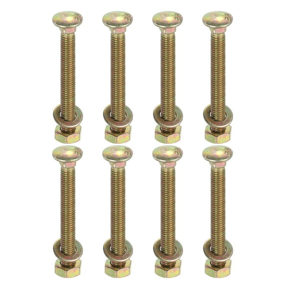 M8 x 60mm Carriage Bolt Kit, 8 Set Carriage Bolts Screws Set Includes Washers and Nuts - Carbon Steel Zinc Plated