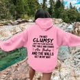 thumbnail image 2 of Yuanlong Womens Hoodies Oversized "I'M NOT CLUMSY" Printed Long Sleeve Hoodie Spring Streetwear Comfortable Sporty Clothes, 2 of 6