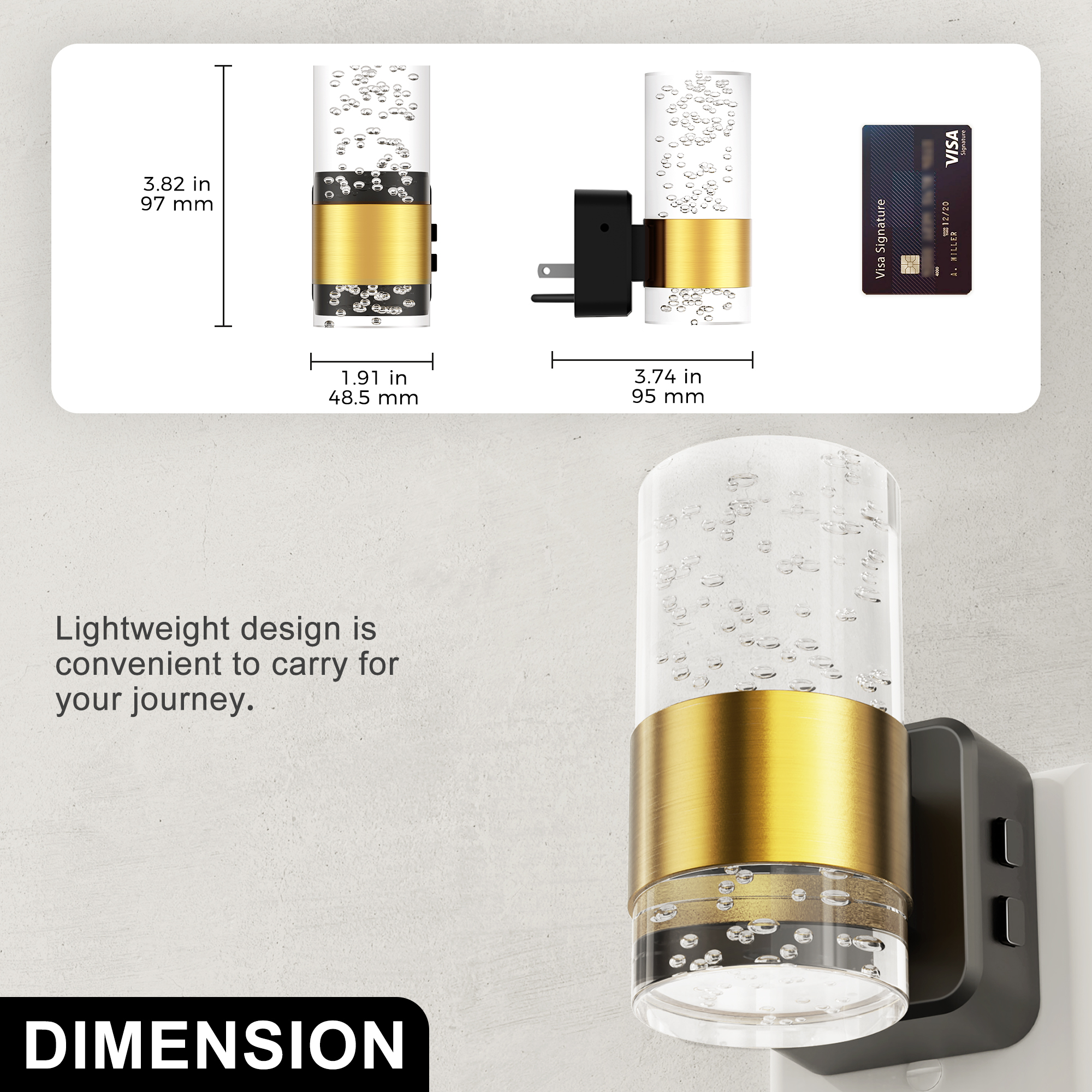 LOHASLED 2 Pcs Black & Brass Smart RGB+Warm White Night Light