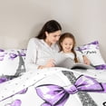thumbnail image 4 of Homewish Paris Eiffel Tower 7-Piece Twin Bedding Sets,Romantic Rose Flower Bedding Comforter Set,Purple White Sheet Sets For Girl Teens,Breathable Home Decor Reversible, 4 of 8