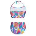 thumbnail image 2 of TiaoBug Girls 2 Pcs Mermaid Bikini Sets Shiny Halter Ruffles Crop Top with Triangle Brief Bathing Suit Tankini Rainbow B 130, 2 of 5