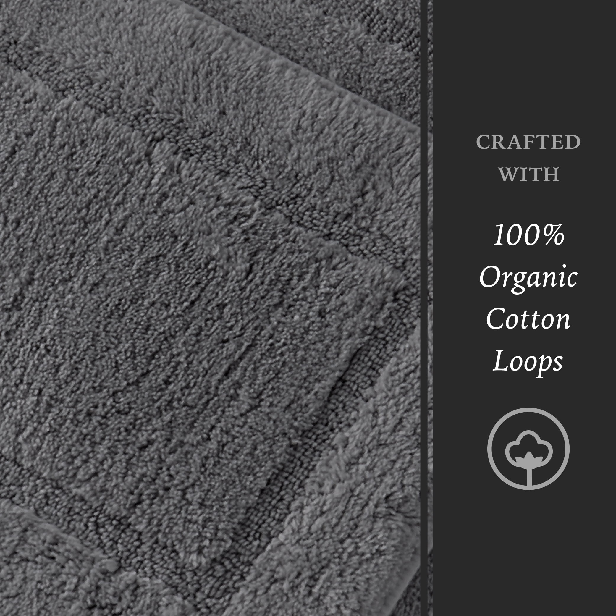 Hotel Style Organic Cotton Luxury 2-Piece Bath Rug Set, Charcoal Sky