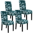thumbnail image 1 of Housses de Chaise Extensibles Ensemble de 4 Housses de Chaise pour Salle à Manger Parsons Housse de Chaise Protecteurs de Chaise Housses de Chaise Design Imprimé Floral Moderne, Bleu Sarcelle Foncé, 1 of 7